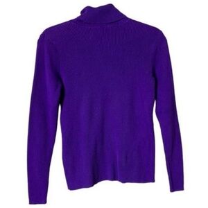 Ralph Lauren LRL Womens Turtle Neck Sweater Size XL Logo Academia Preppy Purple